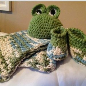 Handmadw NB 3pc Froggy Photo Prop Set